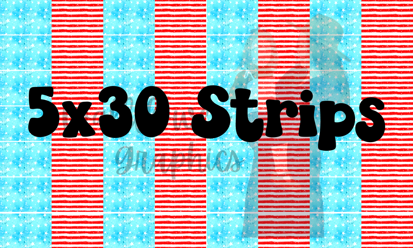 5x30 watercolor stars and stripes scrunchie yard -wg