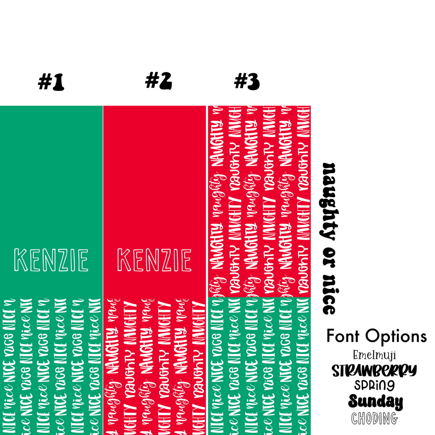 Naughty or nice name bow strips