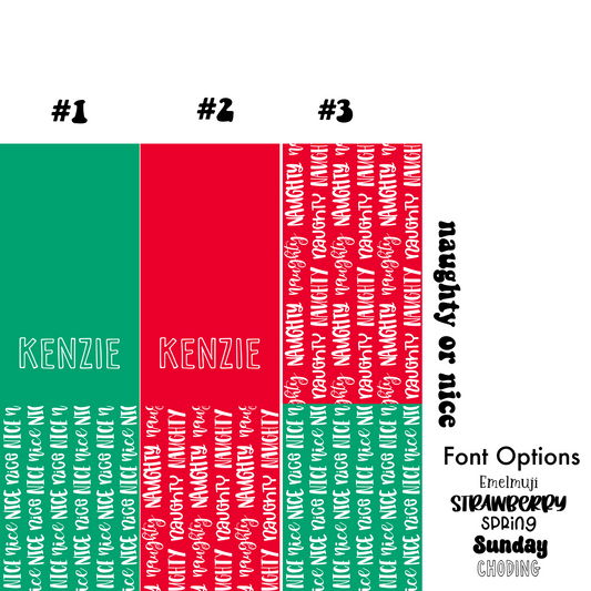 Naughty or nice name bow strips